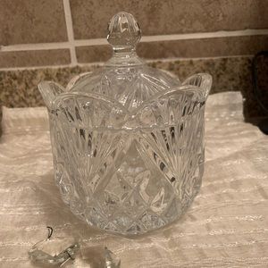 Vintage Cut Crystal Candy/ Nut Bowl Dish w/ Lid